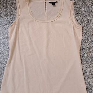 St. John Neutral Cream Silk  Scoop Neck Sleeveless Tank